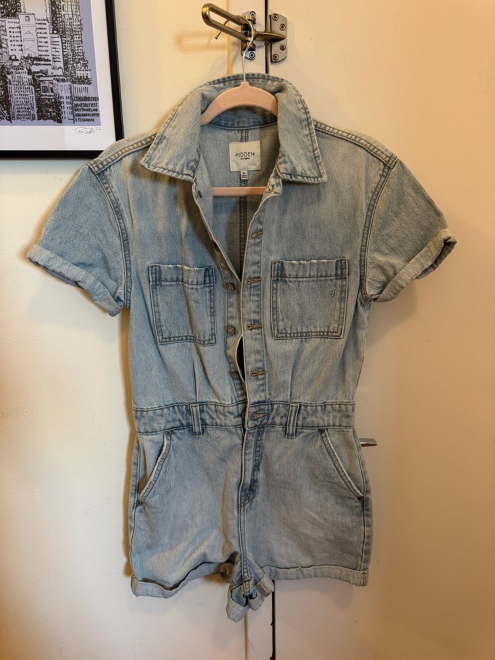 Light Wash Denim Short Romper